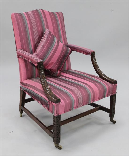 A George III mahogany Gainsborough chair
